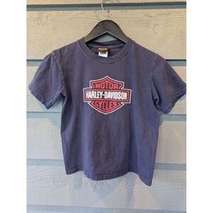 Harley-Davidson Shirt Kids Medium Blue Bar Shield Logo Graphic Motorcycle Tee